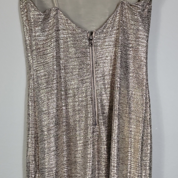 Alice + Olivia Delora Metallic Gold Midi Dress Size 2 Bodycon Cocktail Formal - Picture 9 of 16